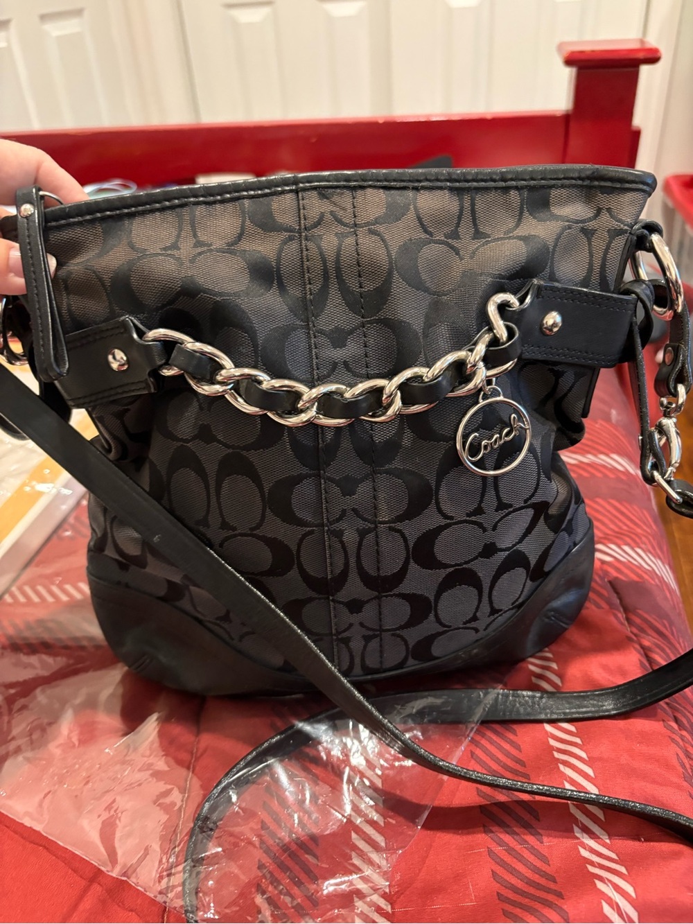 vintage Y2K-era Coach Signature Optic Chain Duffle Bag Coach shoulder bag